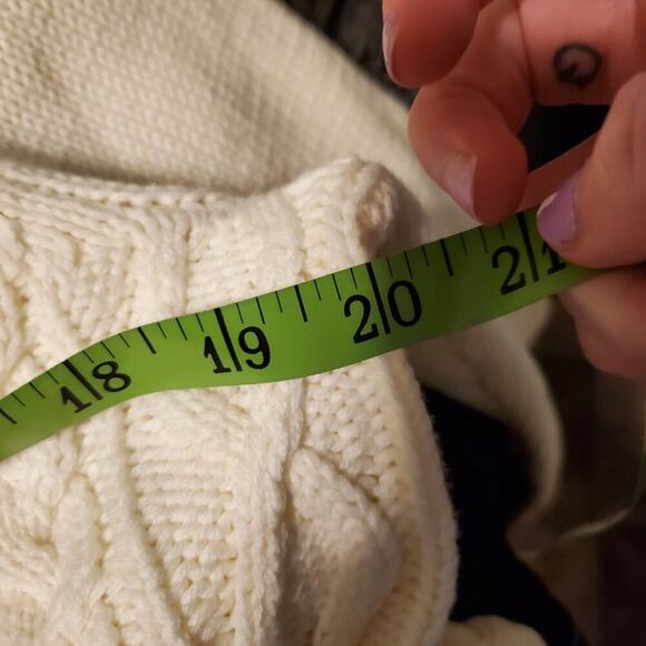 Talbots Ivory Cable Knit Funnel Neck Sweater Women's Size Small - Picture 9 of 10